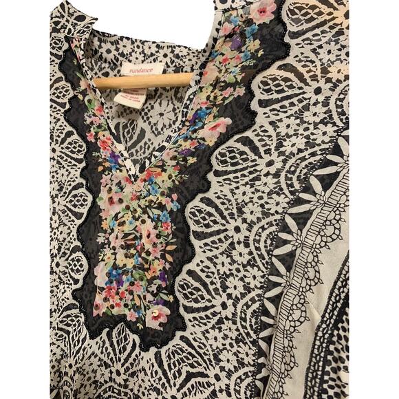 Sundance Vita Tunic Floral‎ Silk Georgette Sequins Top Size XS - Picture 3 of 5